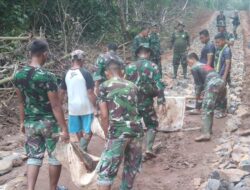 Walau hujan dan panas, Satgas TMMD tetap semangat selesaikan pembangunan jalan di Desa Budi lestari
