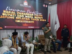 Di hari kedua pendaftaran Calon Bupati dan wakil Bupati, KPU Lamsel terima pasangan Egi – Saiful